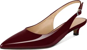 SAMMITOP Womens Slingback Kitten Heels Closed Pointed Toe Low Heels Slip On Comfortable Work Pumps Dress Shoes 1.4 Inch