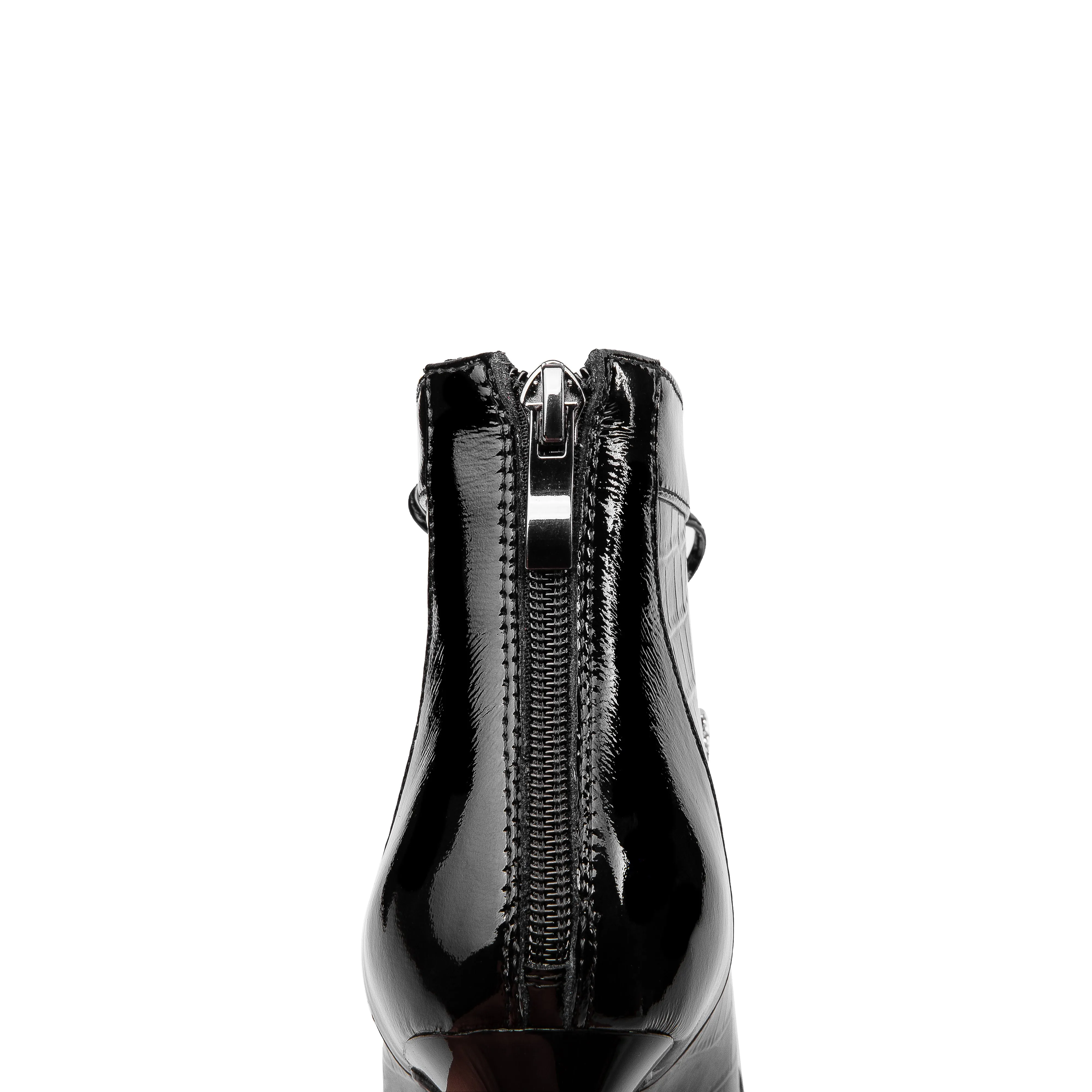 TinaCus Women's Handmade Patent Leather Pointed Toe Sexy High Spool Heel Zip Up Plus-Size Ankle Booties with Bowtie