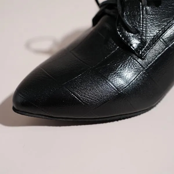 Women's Casual Simple Lace-up Block Heel Pumps 74975672S