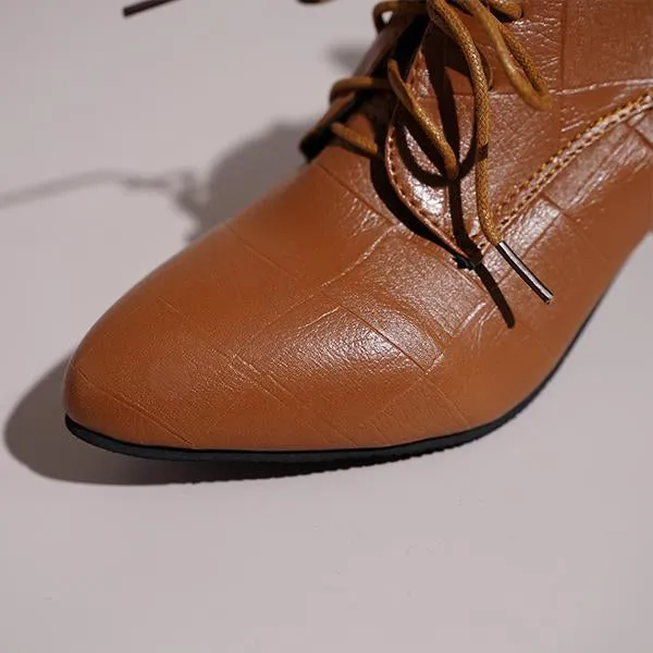 Women's Casual Simple Lace-up Block Heel Pumps 74975672S