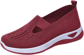 Women's Woven Orthopedic Breathable Soft Shoes Tennis Shoes Womens Comfortable White Casual Shoes Slip On Sneakers White Tennis Shoe Cross Trainer Shoe